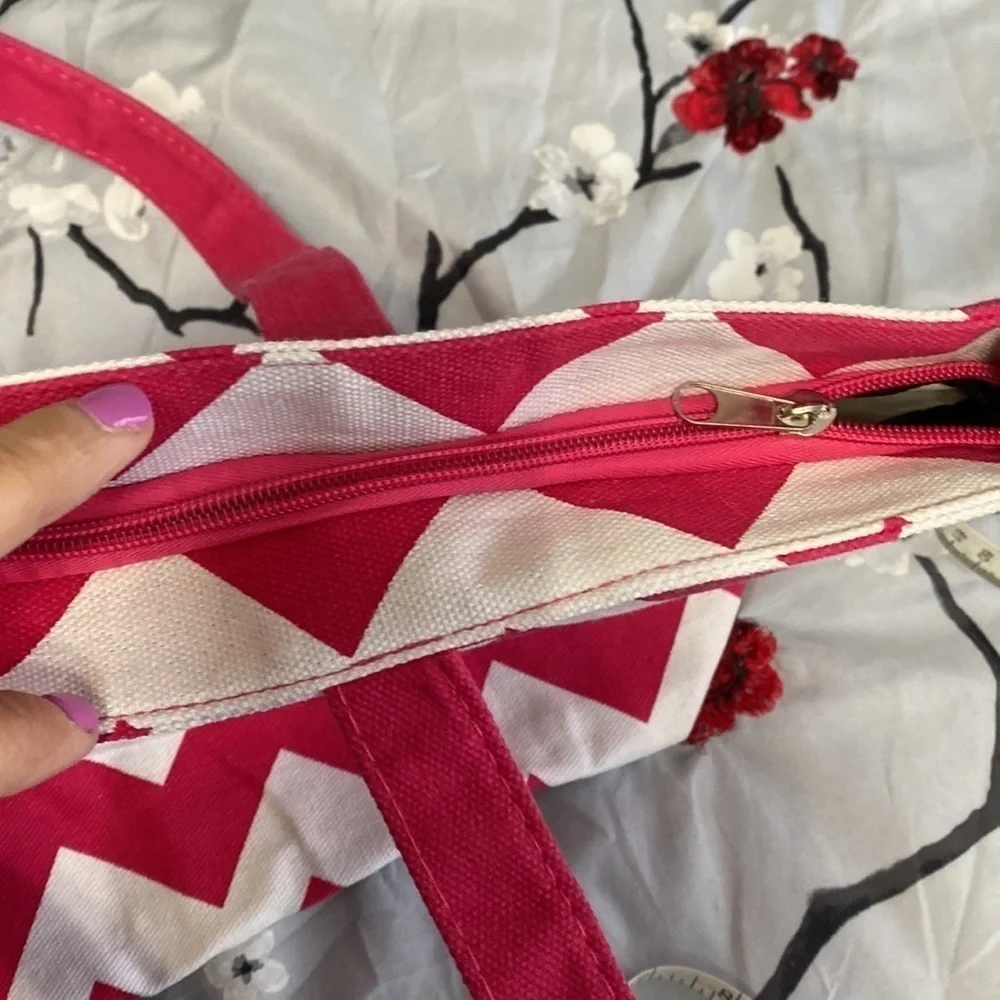 Vibrant Pink Chevron Print Tote Bag
